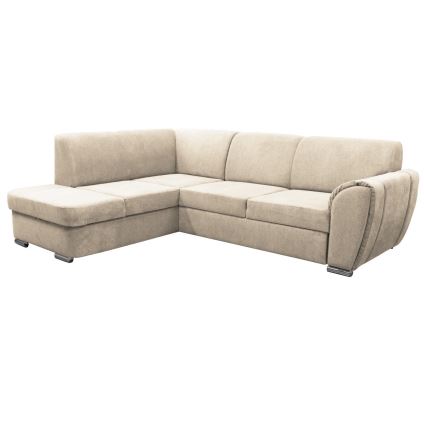 SERPA L-muotoinen avattava kulmasohva säilytystilalla, vasen, beige