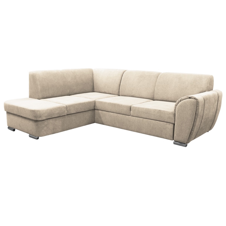 SERPA L-muotoinen avattava kulmasohva säilytystilalla, vasen, beige