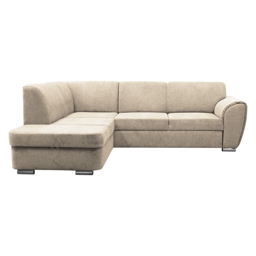 SERPA L-muotoinen avattava kulmasohva säilytystilalla, vasen, beige