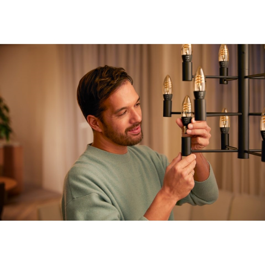 SET 2x LED-himmennettävä polttimo Philips Hue WHITE AMBIANCE E14/4,6W/230V