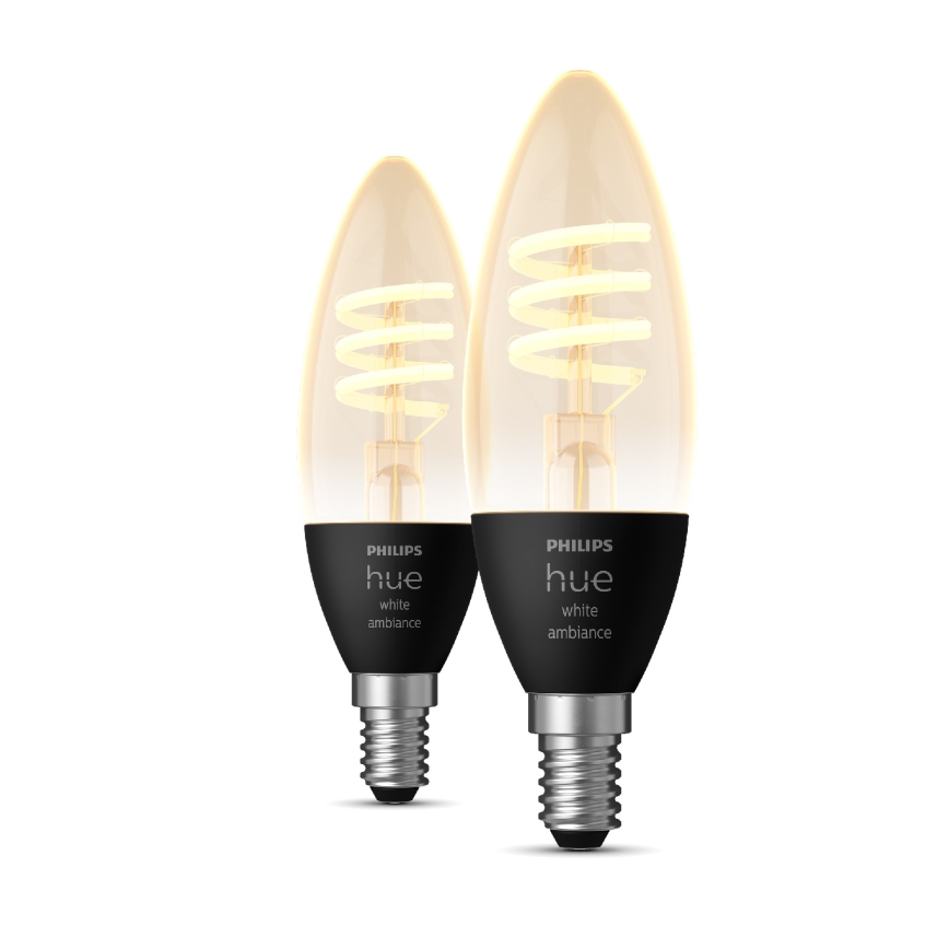 SET 2x LED-himmennettävä polttimo Philips Hue WHITE AMBIANCE E14/4,6W/230V