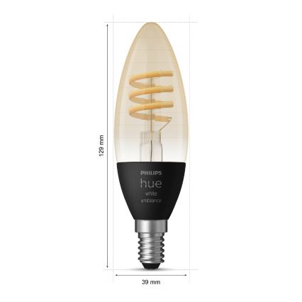 SET 2x LED-himmennettävä polttimo Philips Hue WHITE AMBIANCE E14/4,6W/230V