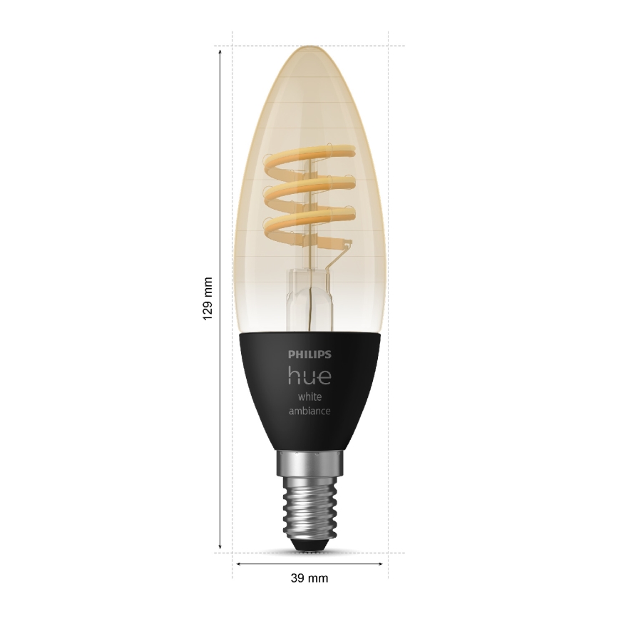 SET 2x LED-himmennettävä polttimo Philips Hue WHITE AMBIANCE E14/4,6W/230V