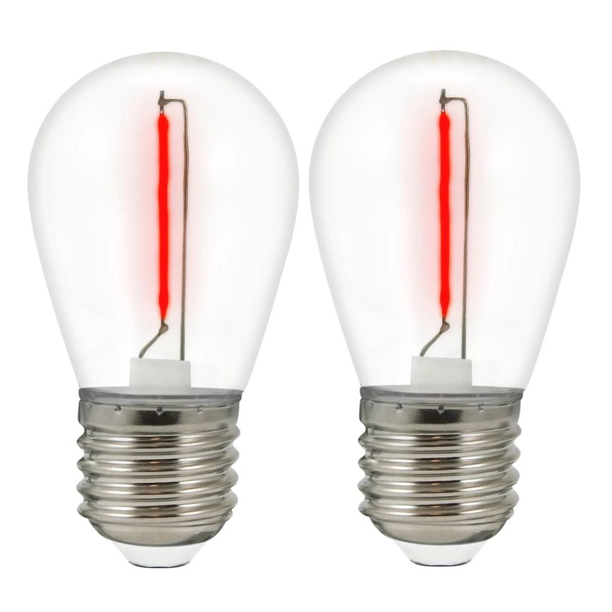SET 2x LED-polttimo PARTY E27/0,3W/36V punainen