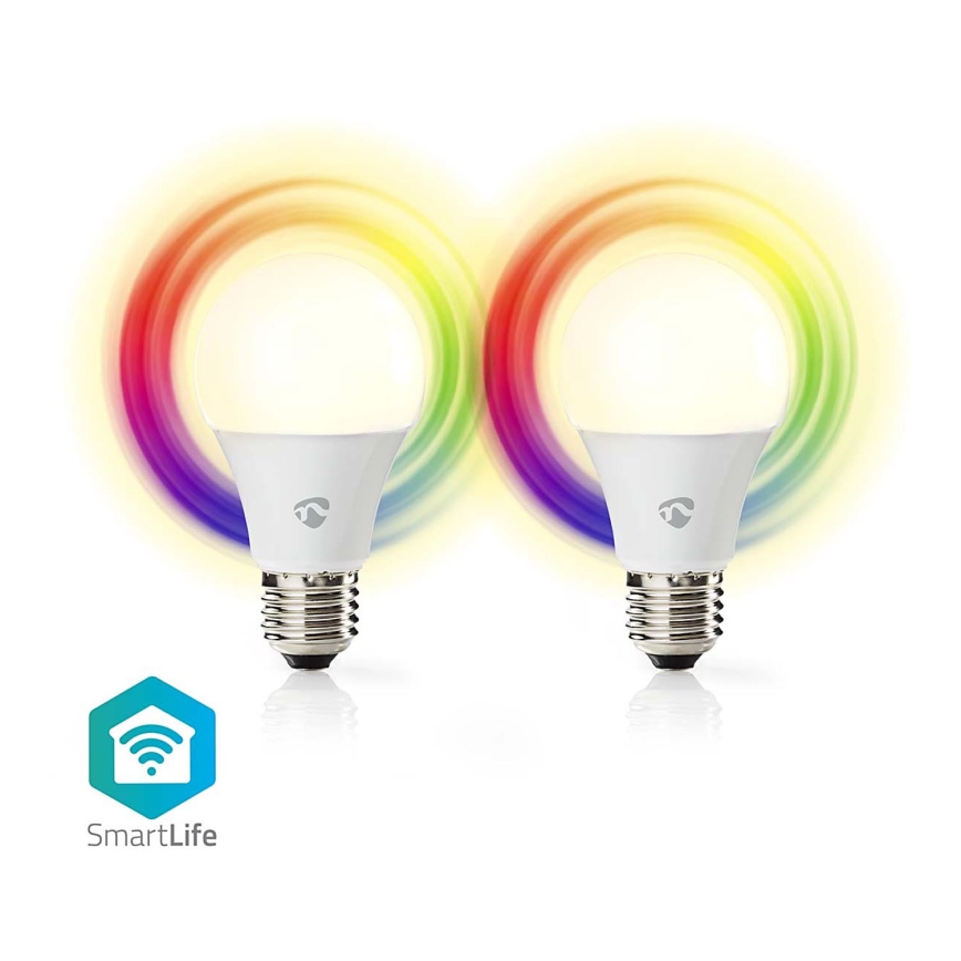SET 2xLED RGBW himmennettävä polttimo E27/9W Wi-Fi 2700-6500K