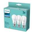 SET 3x LED-polttimo Philips A67 E27/13W/230V 6500K