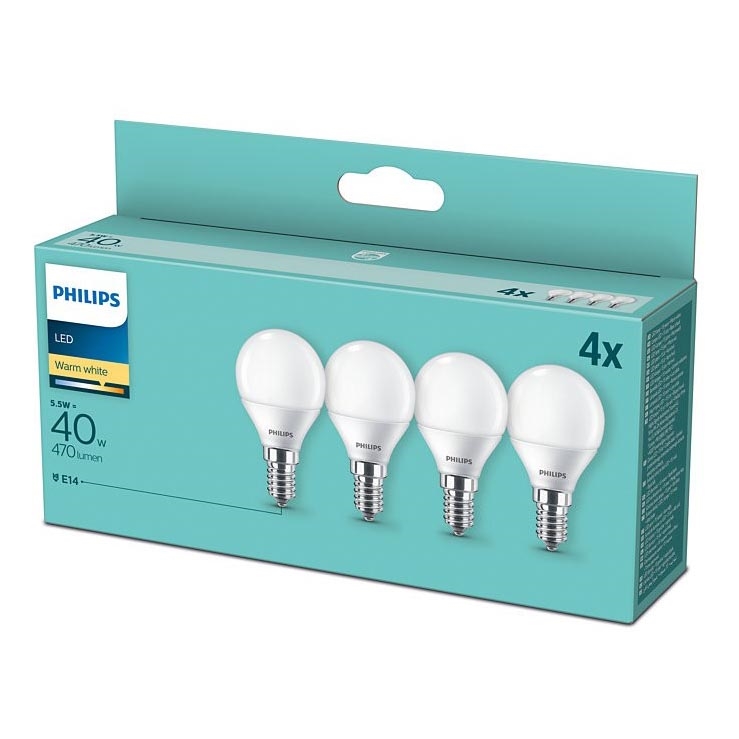 SET 4x LED Polttimo Philips P45 E14/5,5W/230V 2700K