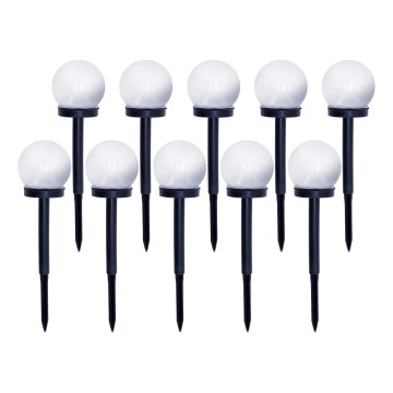 SETTI 10x LED-aurinkolamppu LED/0,12W/1,2V 6500K IP44 musta/valkoinen