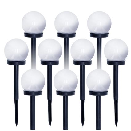 SETTI 10x LED-aurinkolamppu LED/0,12W/1,2V 6500K IP44 musta/valkoinen