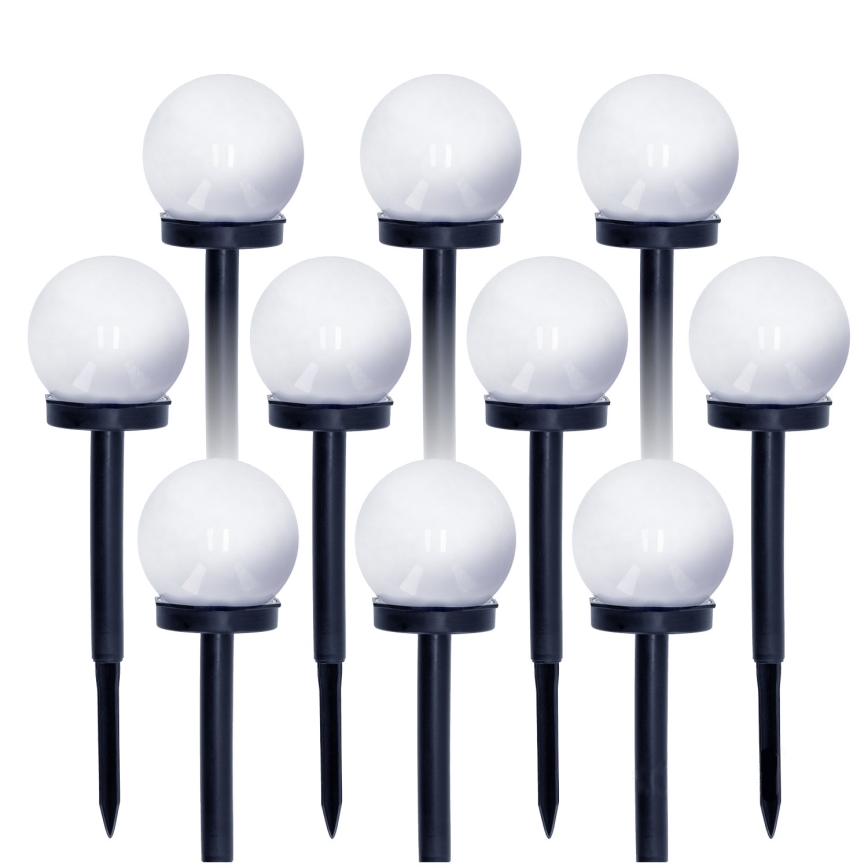 SETTI 10x LED-aurinkolamppu LED/0,12W/1,2V 6500K IP44 musta/valkoinen