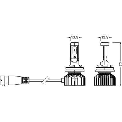 Setti 2 kpl LED-autopolttimoita NIGHT BREAKER SMART H8 PGJ19-1/7W/12V 6000K - Osram