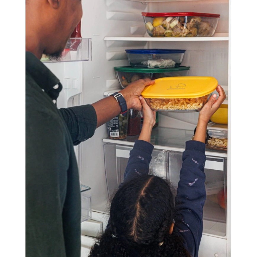 SETTI 2 kpl PYREX-lasisia ruokasäilytysastioita 1,2/2,5 l