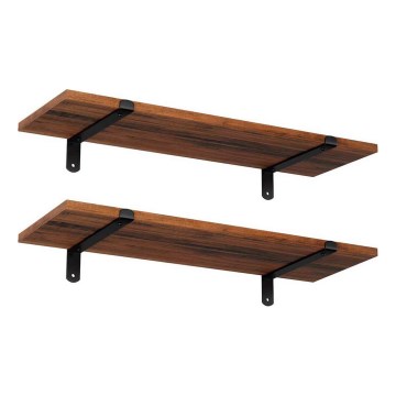 Setti 2 kpl seinähyllyjä SHELFY, ruskea/musta
