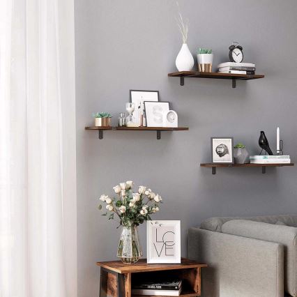 Setti 2 kpl seinähyllyjä SHELFY, ruskea/musta