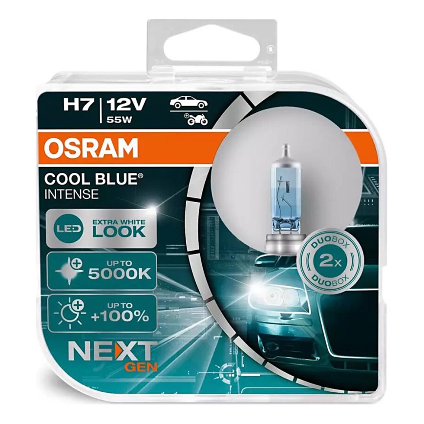 SETTI 2x Autopolttimo COOL SININEN H7 PX26d/55W/12V 5000K - Osram