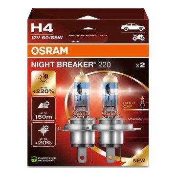 SETTI 2x Autopolttimo NIGHT BREAKER H4 P43t/60/55W/12V - Osram