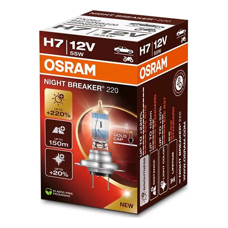 SETTI 2x Autopolttimo NIGHT BREAKER H7 PX26d/55W/12V - Osram