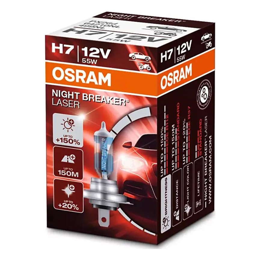 SETTI 2x Autopolttimo NIGHT BREAKER H7 PX26d/55W/12V - Osram