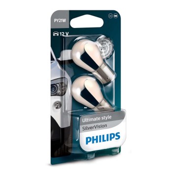 SETTI 2x Autopolttimo Philips SILVER VISION 12496SVB2 PY21W BAU15s/21W/12V