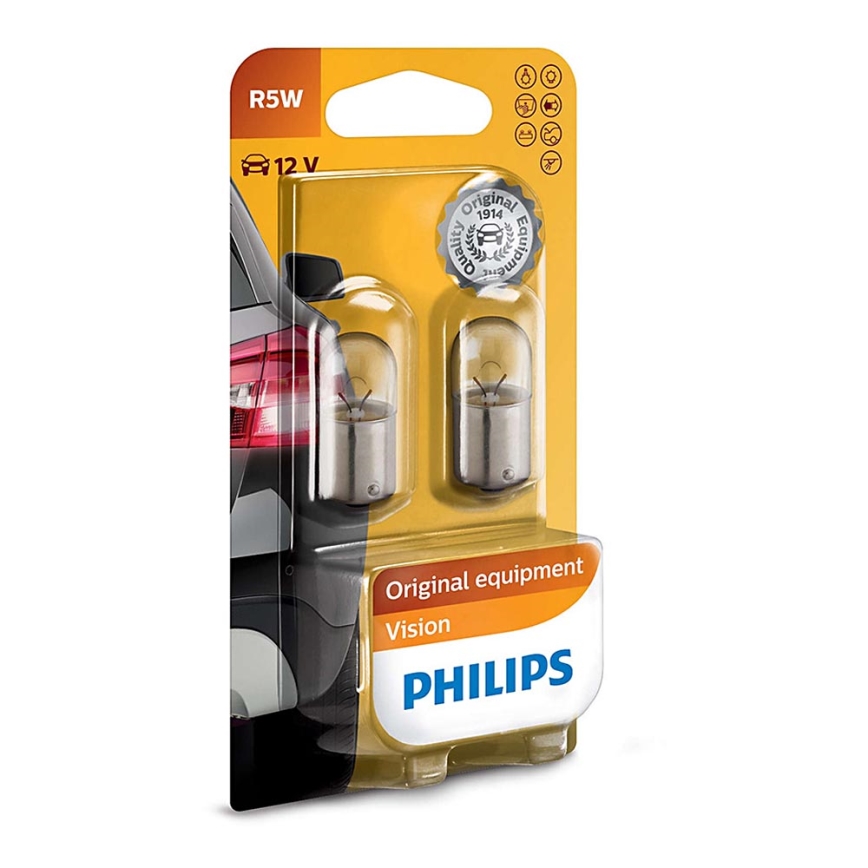 SETTI 2x Autopolttimo Philips VISION 12821B2 R5W BA15s/5W/12V