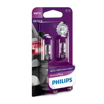 SETTI 2x Autopolttimo Philips VISION PLUS WB T10 W2,1x9,5D/6W/12V