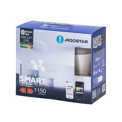 SETTI 2x LED RGBW Himmennettävä polttimo MESH Älykäs A60 E27/12W/230V 2700-6500K + kauko-ohjaus - Aigostar
