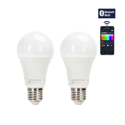 SETTI 2x LED RGBW Himmennettävä polttimo MESH Älykäs G45 E14/4,5W/230V 2700-6500K + kauko-ohjaus - Aigostar