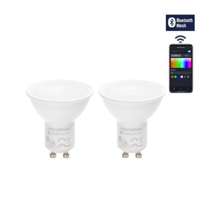 SETTI 2x Himmennettävä LED-polttimo MESH Älykäs GU10/6,5W/230V 2700-6500K + kauko-ohjaus - Aigostar