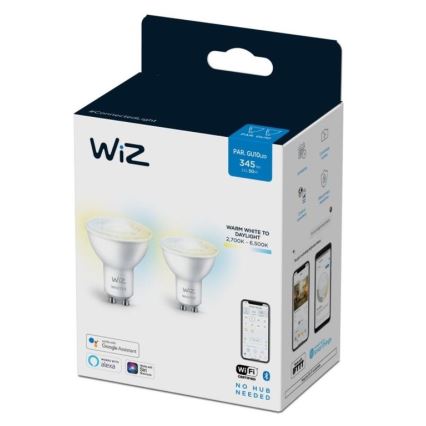 SETTI 2x Himmennettävä LED-polttimo PAR16 GU10/4,7W/230V 2700-6500K CRI 90 Wi-Fi - WiZ