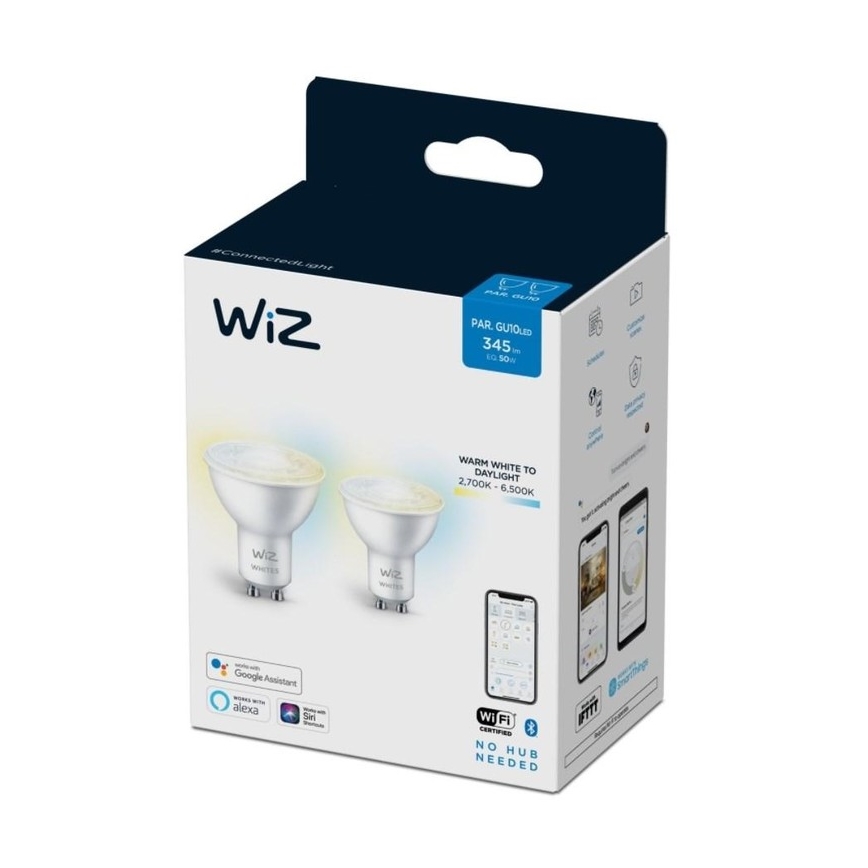 SETTI 2x Himmennettävä LED-polttimo PAR16 GU10/4,7W/230V 2700-6500K CRI 90 Wi-Fi - WiZ