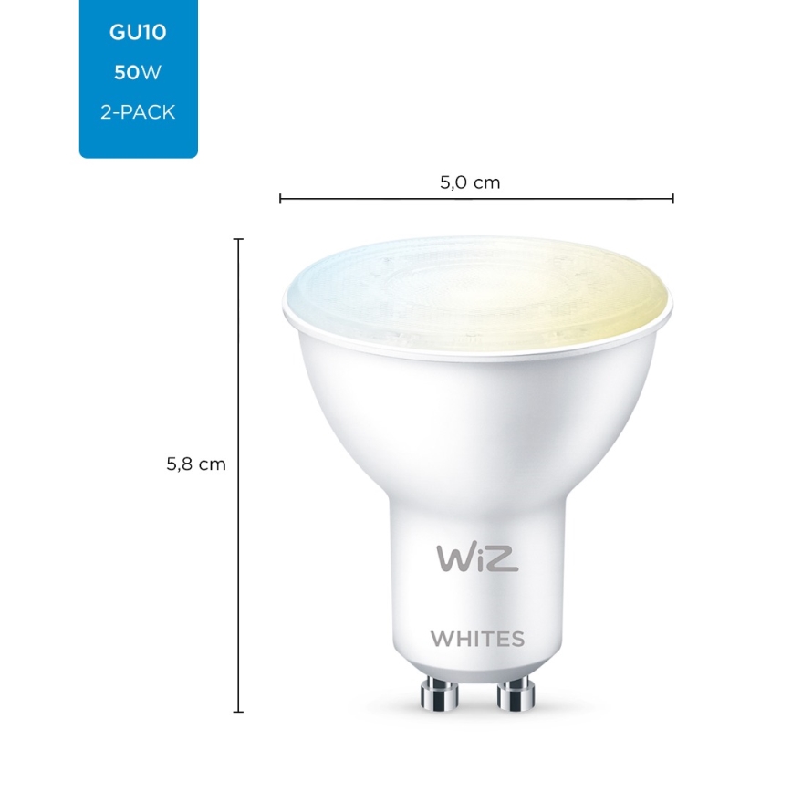 SETTI 2x Himmennettävä LED-polttimo PAR16 GU10/4,7W/230V 2700-6500K CRI 90 Wi-Fi - WiZ