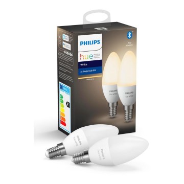 SETTI 2x Himmennettävä LED-polttimo Philips Hue WHITE E14/5,5W/230V 2700K
