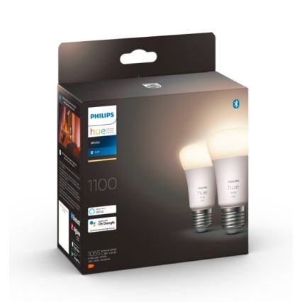 SETTI 2x Himmennettävä LED-polttimo Philips Hue WHITE E27/9,5W/230V 2700K