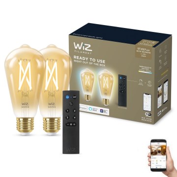SETTI 2x Himmennettävä LED-polttimo ST64 E27/7W/230V 2000-5000K CRI 90 Wi-Fi + kauko-ohjaus - WiZ