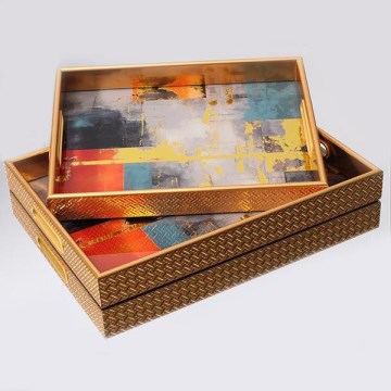 SETTI 2x Koristetarjotin 40x30/35x25 cm kulta