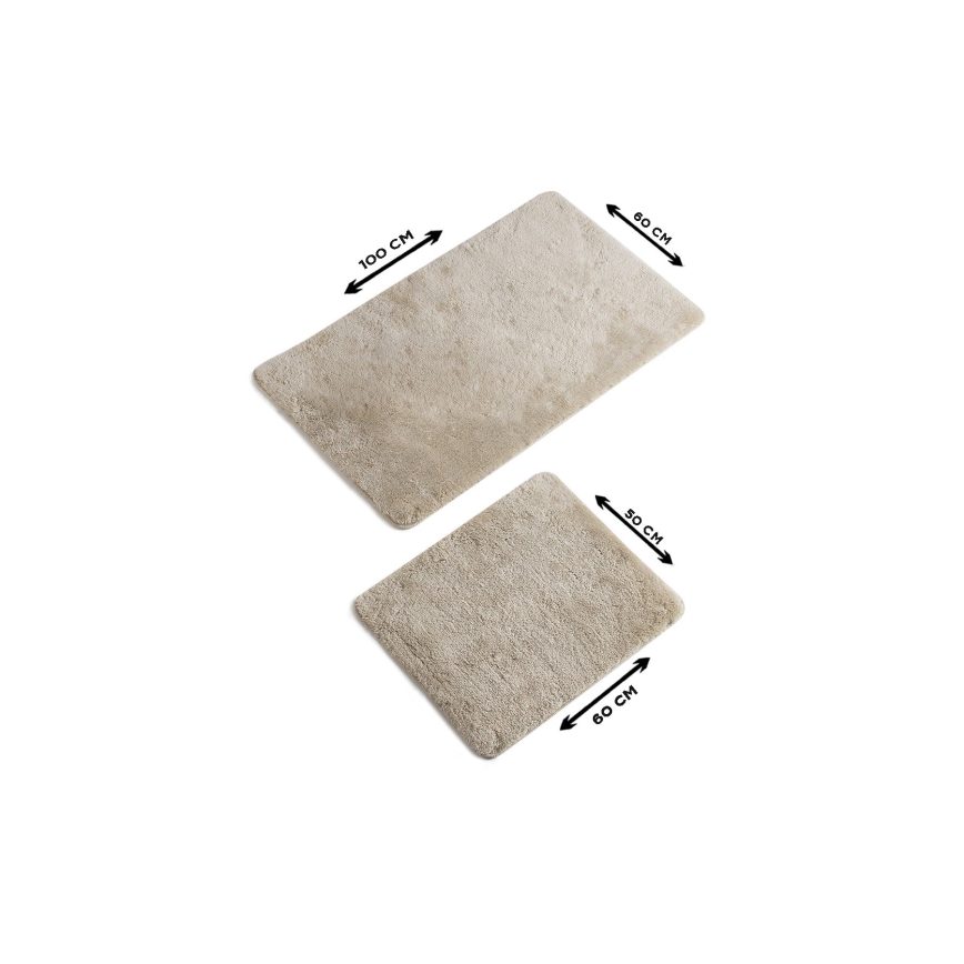 SETTI 2x Kylpyhuonematto 60/100 cm beige