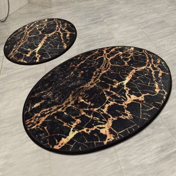 SETTI 2x Kylpyhuonematto GOLDES 60/100 cm musta/kulta