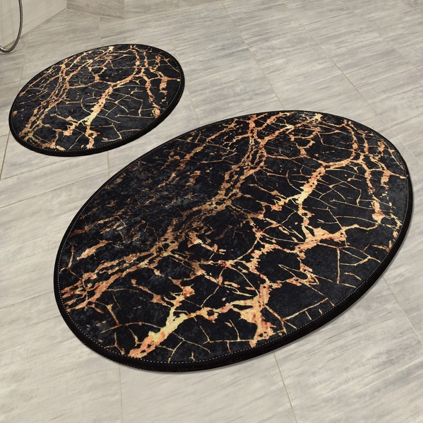 SETTI 2x Kylpyhuonematto GOLDES 60/100 cm musta/kulta