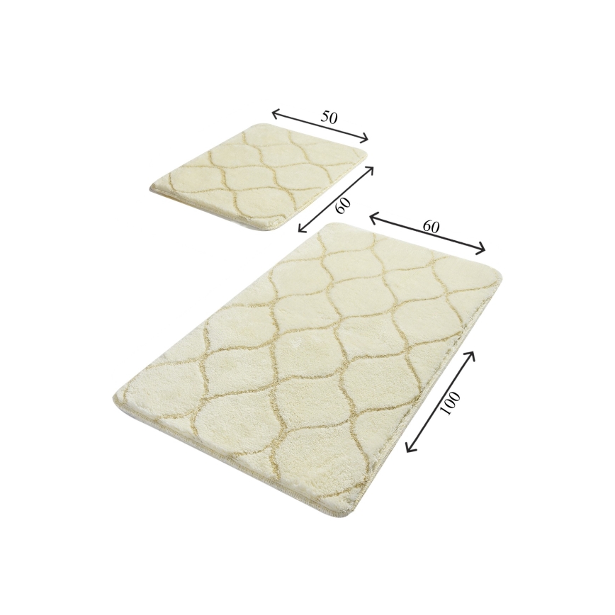 SETTI 2x Kylpyhuonematto INFINITY 60/100 cm beige