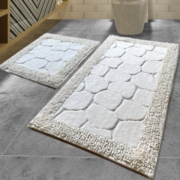 SETTI 2x Kylpyhuonematto STONE 60/100 cm valkoinen