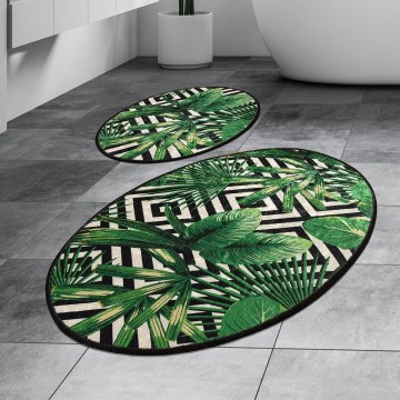 SETTI 2x Kylpyhuonematto TROPIC 60/100 cm vihreä