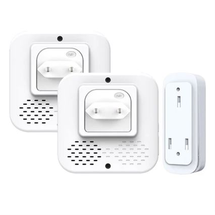 SETTI 2x Langaton pistokeovikello kineettinen 230V valkoinen