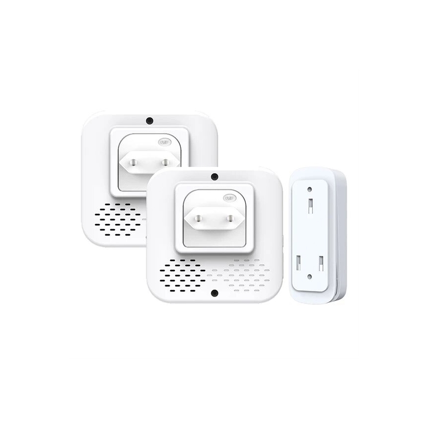 SETTI 2x Langaton pistokeovikello kineettinen 230V valkoinen