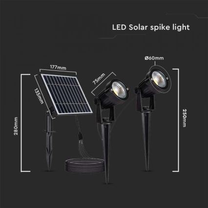 SETTI 2x LED aurinkokennolamppu ulkokäyttöön 2xLED/1,2W/3,7V IP65 3000K