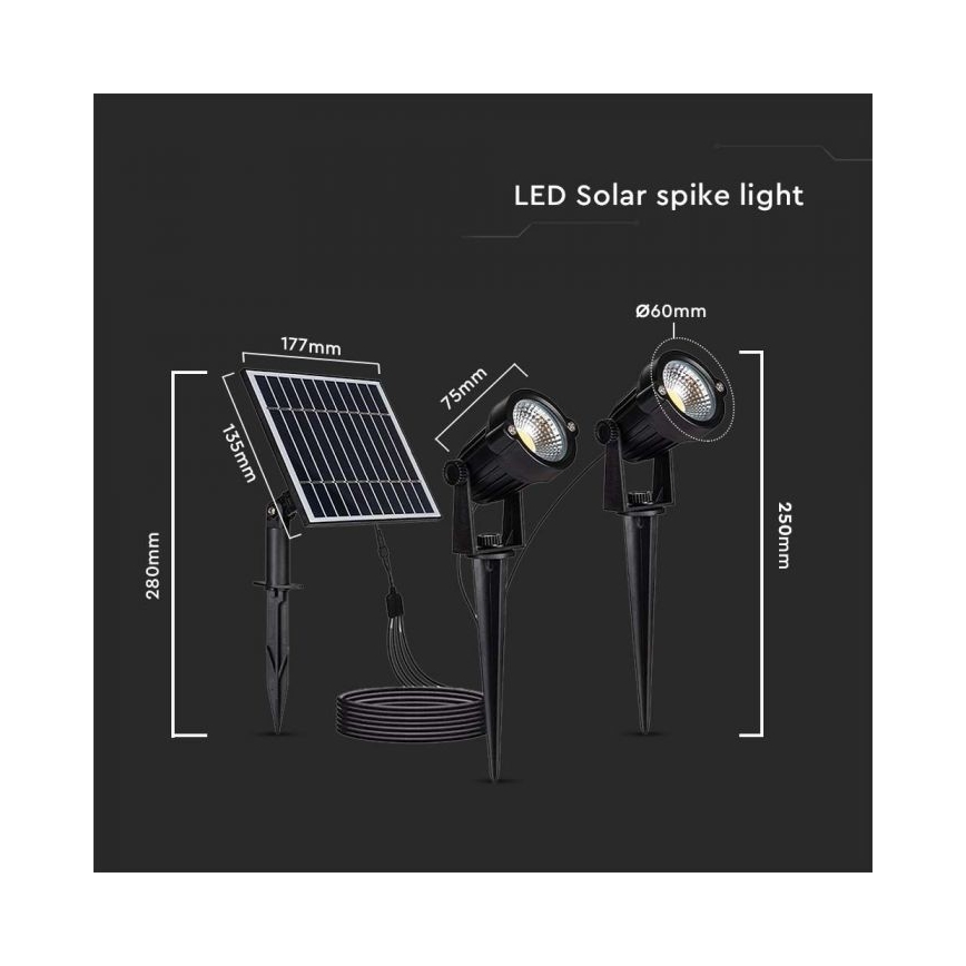 SETTI 2x LED aurinkokennolamppu ulkokäyttöön 2xLED/1,2W/3,7V IP65 3000K