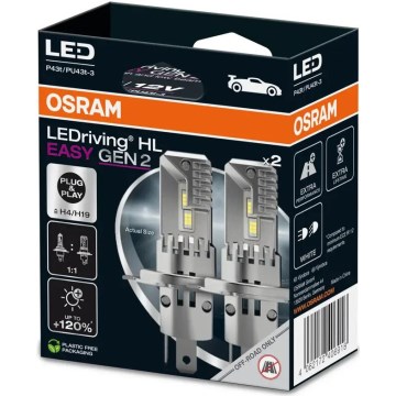 SETTI 2x LED Autopolttimo LEDriving H4/H19 P43t/PU43T-3/25W/12V 6500K - Osram