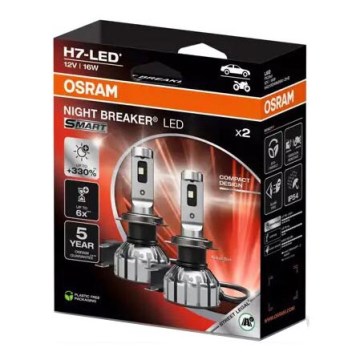 SETTI 2x LED Autopolttimo NIGHT BREAKER H7 PX26d/16W/12V 6000K - Osram
