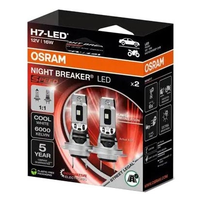 SETTI 2x LED Autopolttimo NIGHT BREAKER H7 PX26d/16W/12V 6000K - Osram