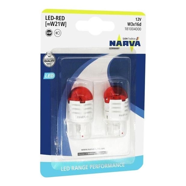 SETTI 2x LED Autopolttimo W21W W3x16d/1,75W/12V punainen - Narva 18100RPNVAB2