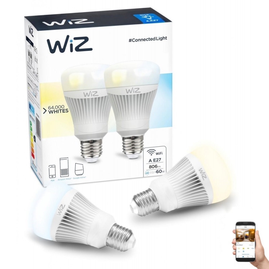 SETTI 2x LED Himmennettävä polttimo E27/11,5W/230V 2700-6500K Wi-Fi - WiZ
